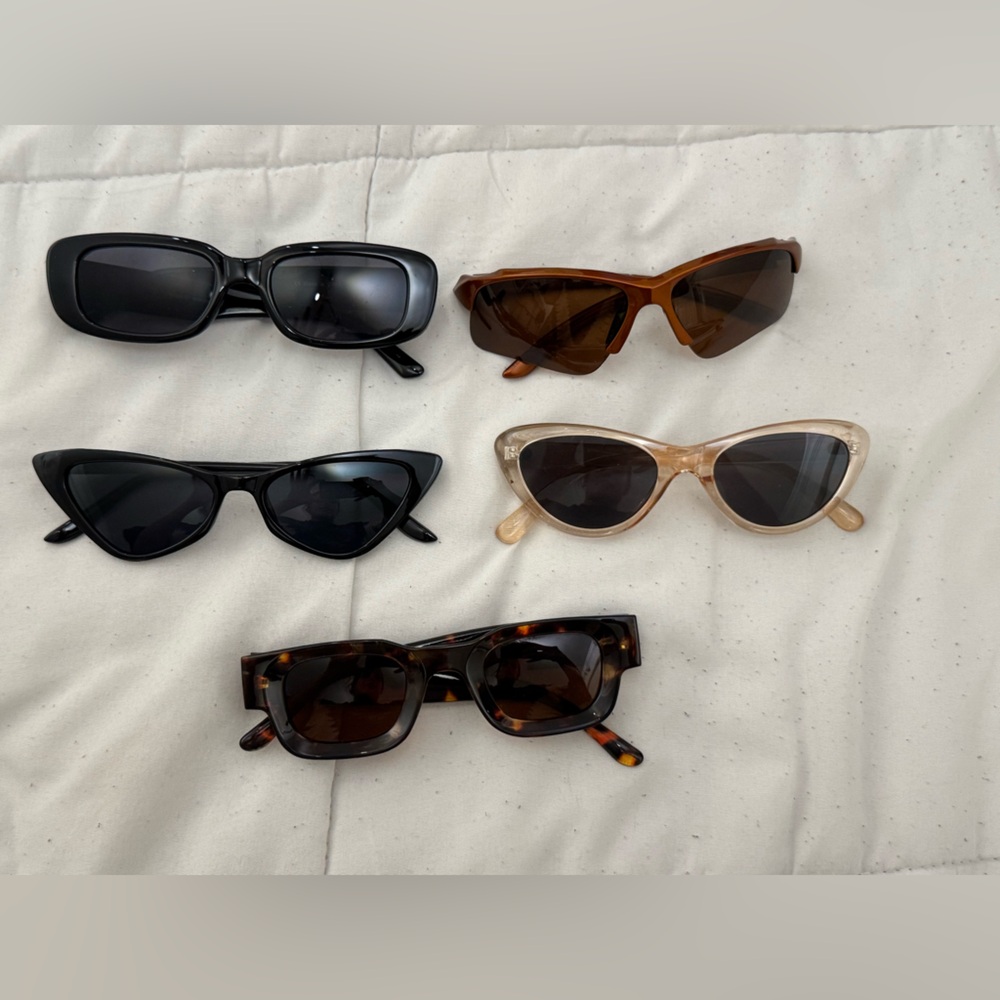 5-Piece Sunglasses Bundle Black Brown — Y2K Retro Festival Accessories